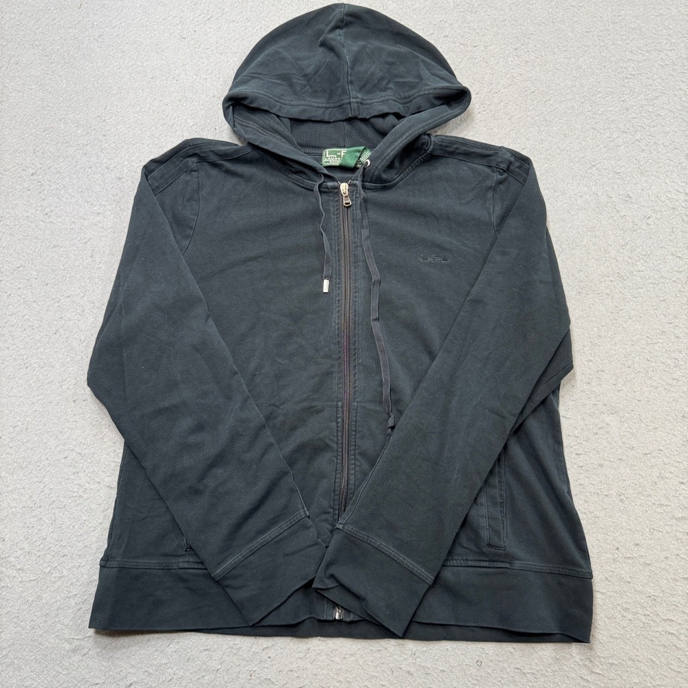 Y2K Lauren Ralph Lauren Hoodie Women's XL Black Full Zip Active Fleece Lined